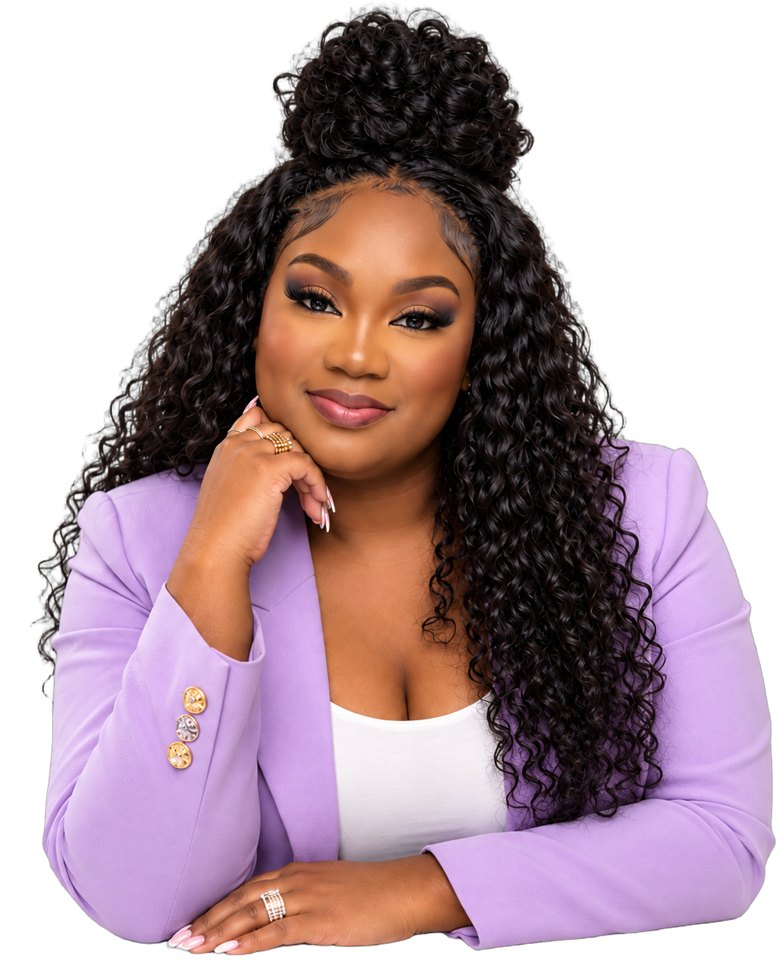 Amber Osborne, founder of OzzyBBP, wearing a lavender blazer
